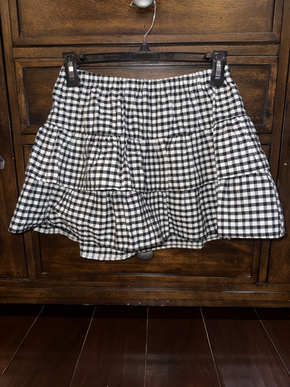 wild fable Black and White Gingham Tiered Mini Skirt